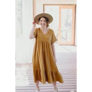 CJLA Reef Midi Dress, Dark Brown, Large LIKE NEW